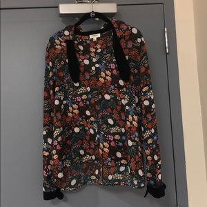 Umgee Green Floral Blouse